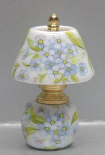 Dollhouse Miniature China/Brass Lamp-Blue/Green